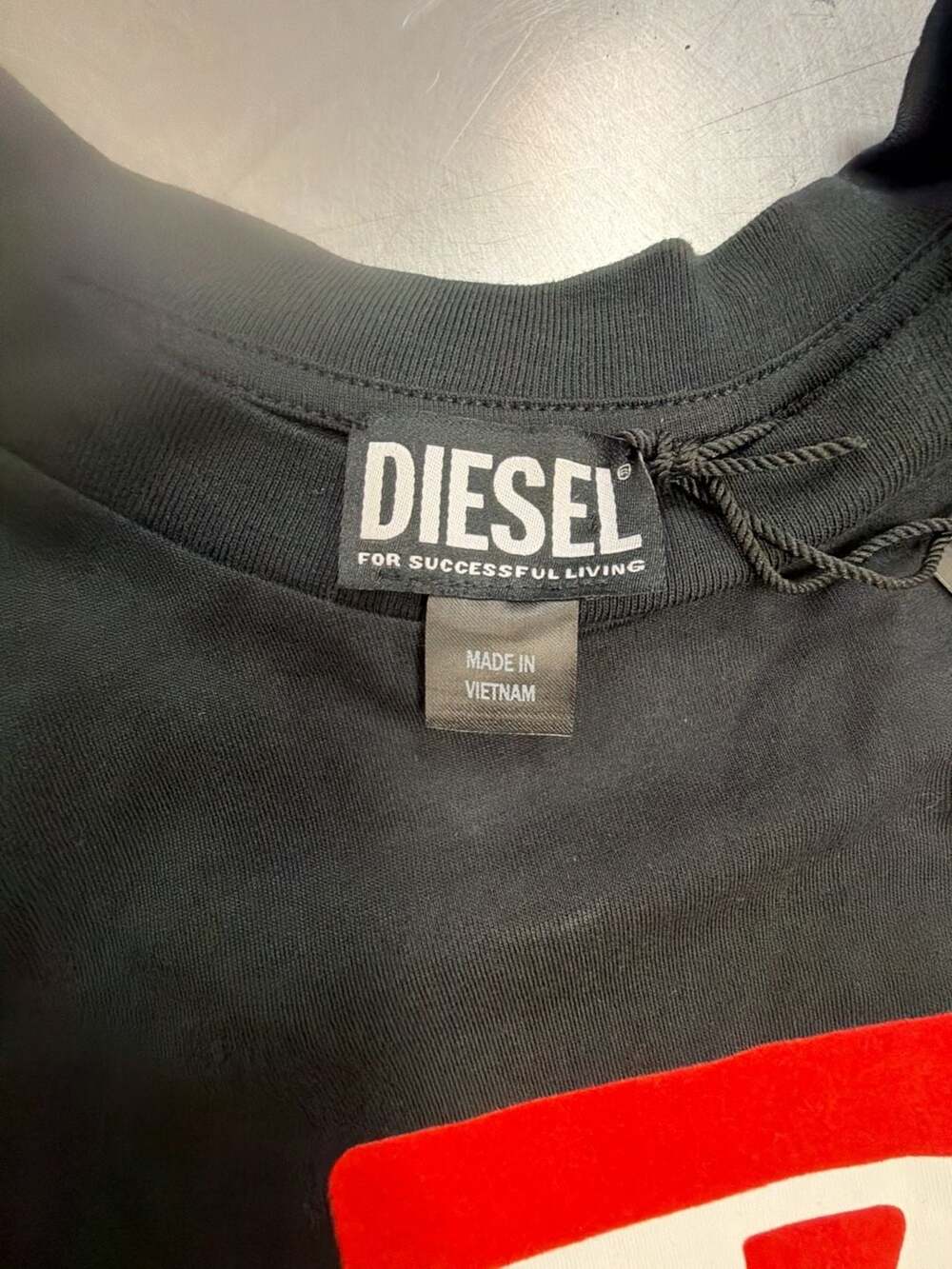 Diesel T-Just New D Logo Flock Off T-Shirt Size L Black - Picture 4 of 6